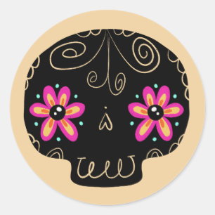 Sticker Rond Crâne de sucre Calaverita Jour des morts