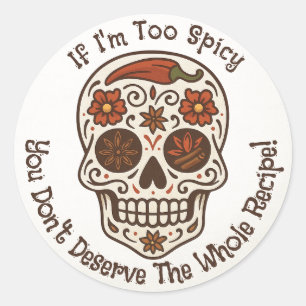 Sticker Rond Crâne de sucre épicé Calavera Jour de l'Autocollan