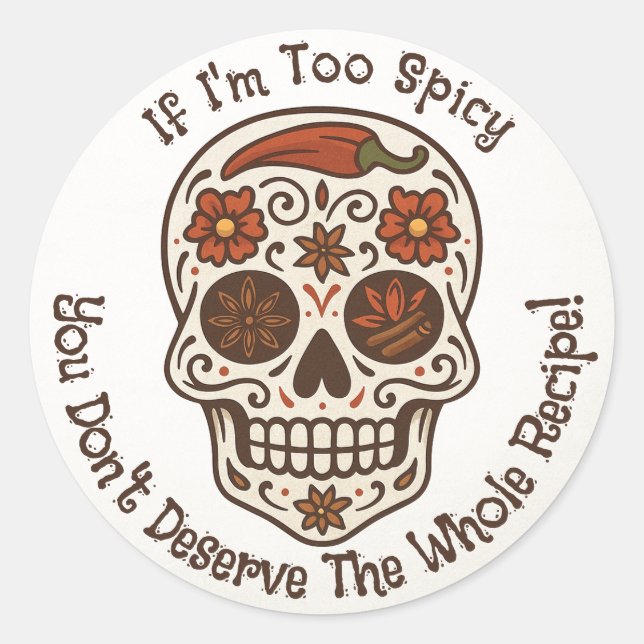 Sticker Rond Crâne de sucre épicé Calavera Jour de l'Autocollan (Devant)