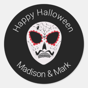 Sticker Rond Crâne de sucre faveur d'Halloween