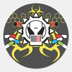 Sticker Rond Crâne de technologie de Biohazard