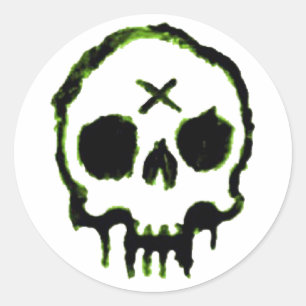 Sticker Rond Crâne de zombi