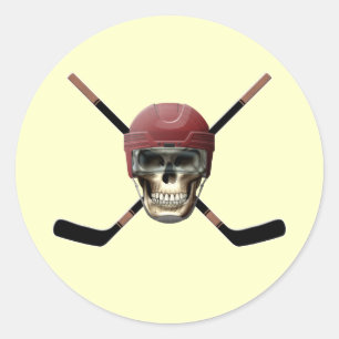 Sticker Rond Crâne d'hockey et bâtons croisés