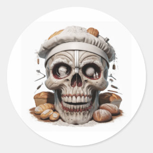 Sticker Rond Crâne drôle