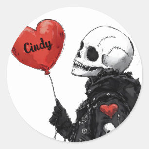 Sticker Rond Crâne éffrayant - Personnalisable avec ballon