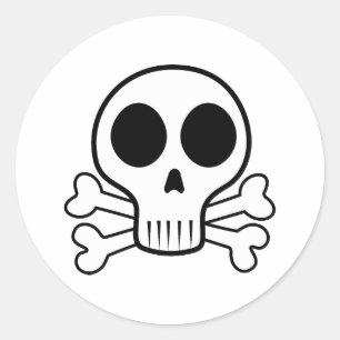 Sticker Rond Crâne éffrayant sur un arrière - plan noir