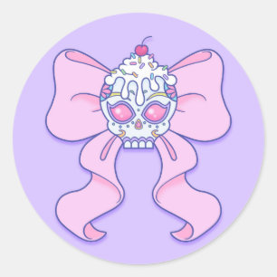 Sticker Rond Crâne en pastel de sucre