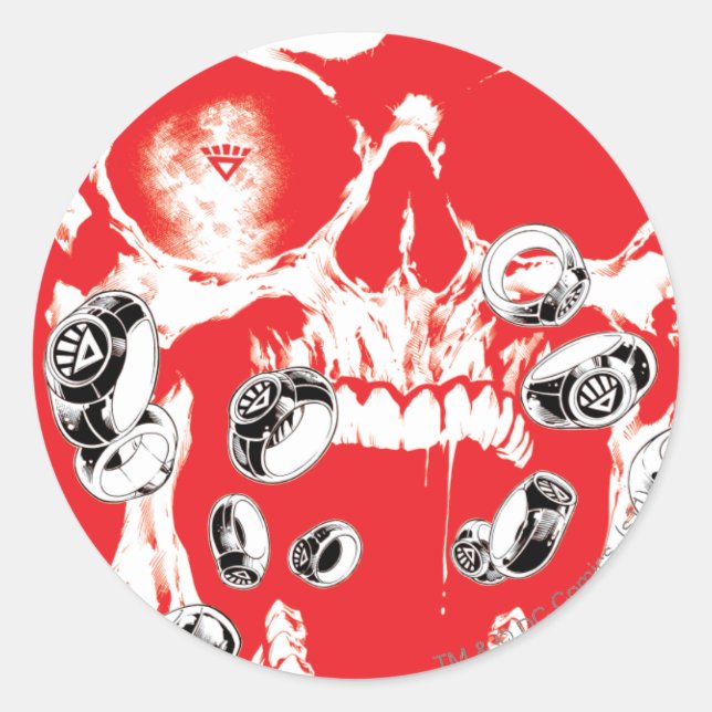 Sticker Rond Crâne et anneaux - Rouge (Devant)