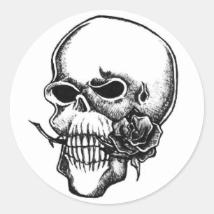 Sticker Rond crâne et copie rose004