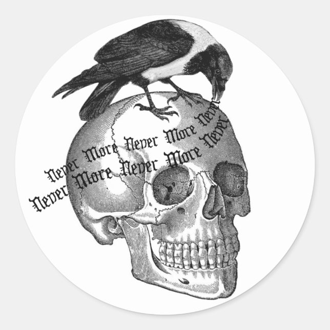 Sticker Rond Crâne et corbeau (Devant)