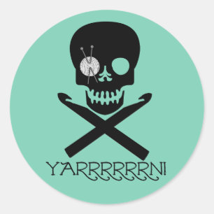 Sticker Rond Crâne et crochets