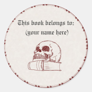 Sticker Rond Crâne et livre