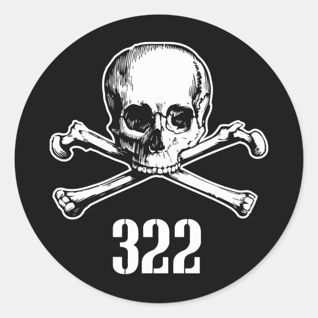 Sticker Rond Crâne et os 322 (Devant)