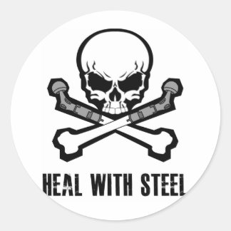 Sticker Rond Crâne et os croisés