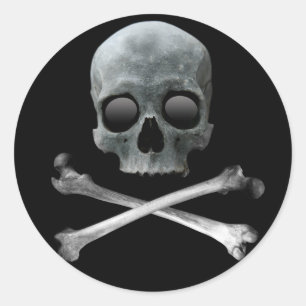 Sticker Rond Crâne et os croisés de pirate