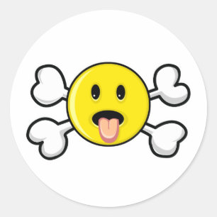 Sticker Rond crâne et os croisés langue