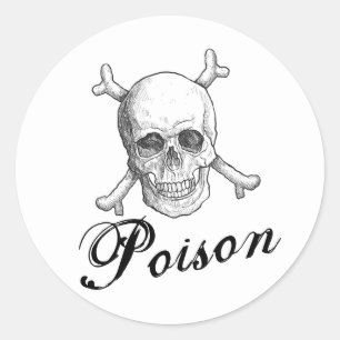 Sticker Rond Crâne et os de poison d'Halloween
