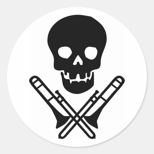 Sticker Rond crâne et trombones (Devant)
