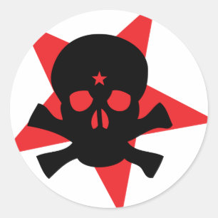 Sticker Rond crâne étoile de la révolution rouge