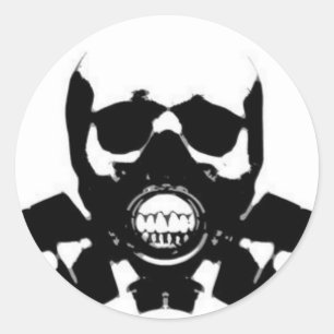 Sticker Rond crâne-gaz-masque-os