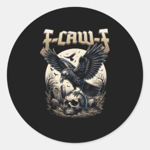 Sticker Rond Crâne gothique F Caw F Corbeau Humour Graphique