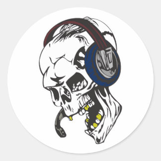 Sticker Rond crâne hardcore dee jay