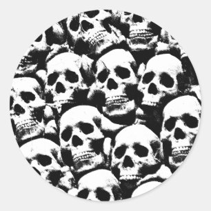 Sticker Rond crâne humain déplaisant motif horreur gothique art