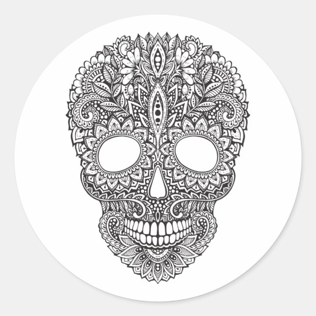 Sticker Rond Crâne humain inspiré (Devant)