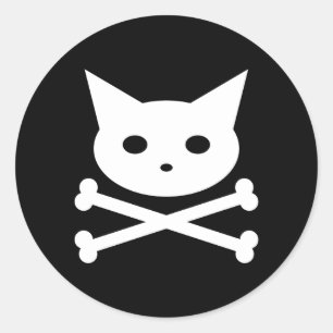 Sticker Rond Crâne Kitty