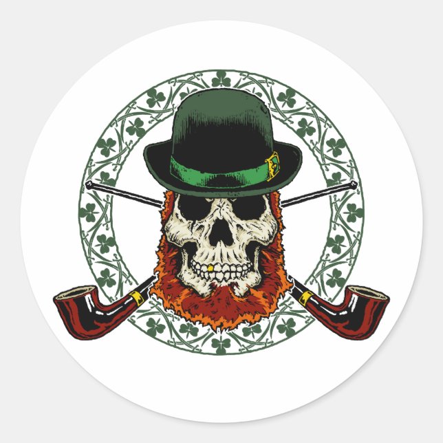 Sticker Rond Crâne Leprechaun (Devant)