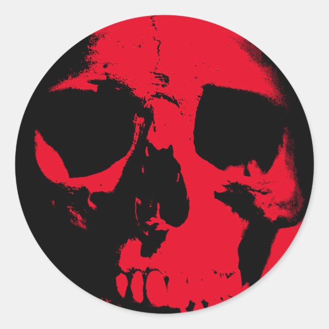 Sticker Rond Crâne noir et rouge (Devant)