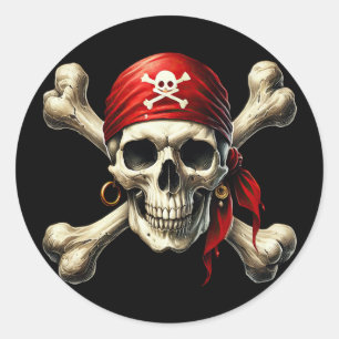 Sticker Rond crâne pirate