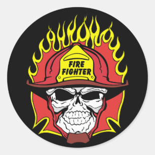 Sticker Rond Crâne pompier