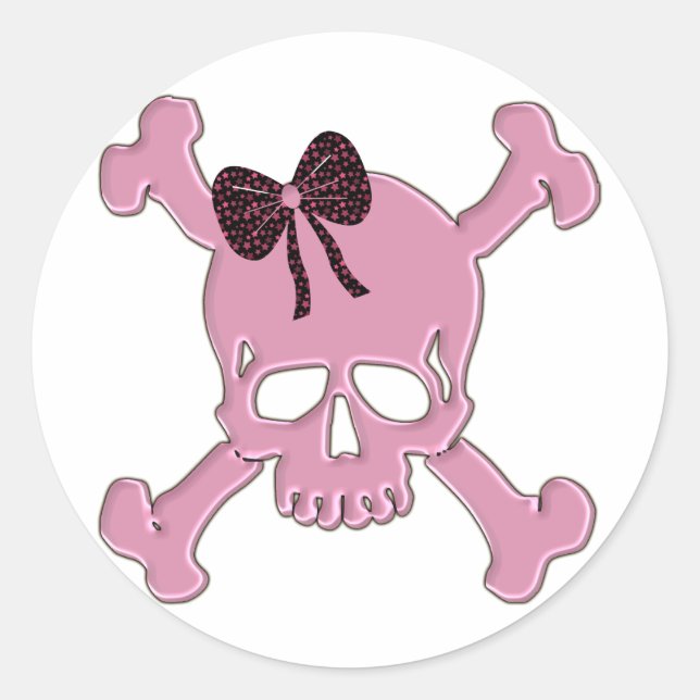 Sticker Rond Crâne rose (Devant)