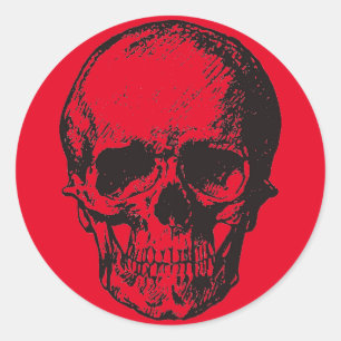 Sticker Rond Crâne rouge Imaginaire Art Rock Punk Heavy Metal