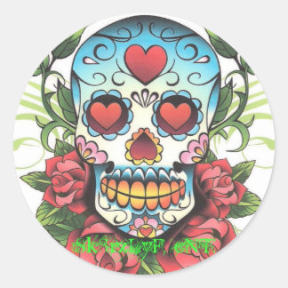 Sticker Rond Crâne Sk8rzLyF - Rose 001, Sk8rzLyF, eNT.