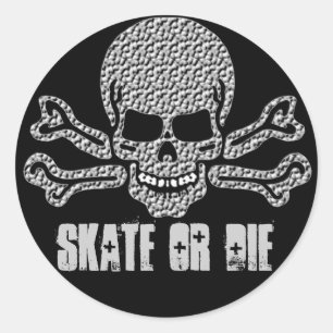 Sticker Rond crâne texturisé et os croisés