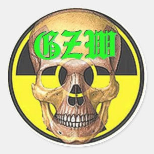Sticker Rond Crâne vert à tête verte Ground Zero