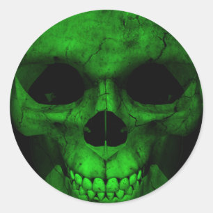 Sticker Rond Crâne vert avec l'arrière - plan noir 2
