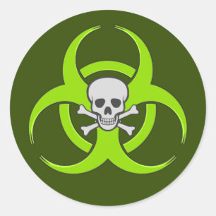 Sticker Rond Crâne vert biodangereux