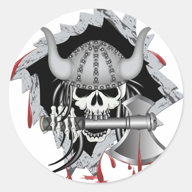 Sticker Rond Crâne viking (Devant)