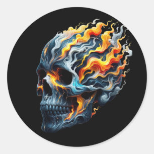 Sticker Rond Crâne Vortex de la flamme