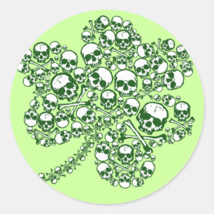 Sticker Rond Crânes de shamrock