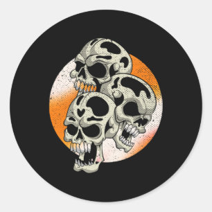 Sticker Rond Crânes éffrayants Halloween Costume fête Crâne d'e