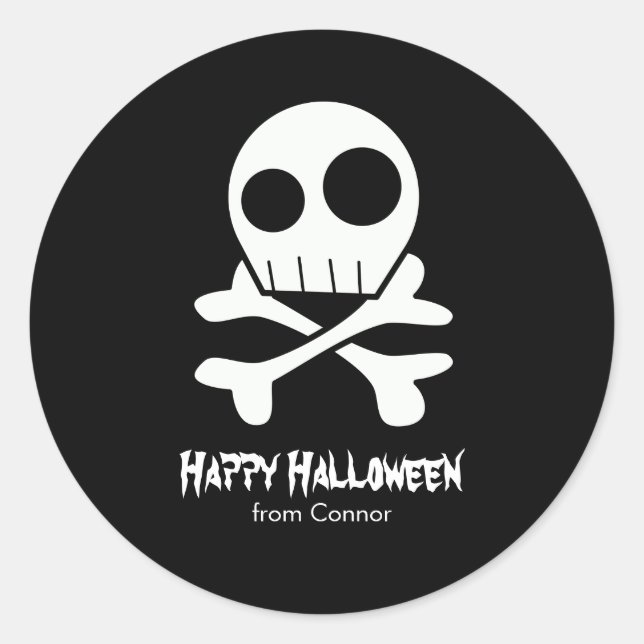 Sticker Rond Crânes et os Enfants Halloween (Devant)