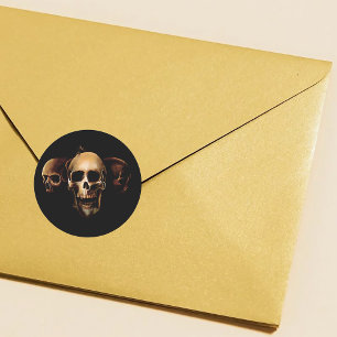 Sticker Rond Crânes humains noirs