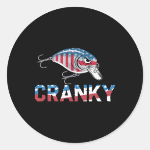 Sticker Rond Cranky Usa Crankit Pêche Fête Des Pères