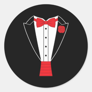 Sticker Rond Cravate Tuxedo Red Bow