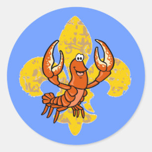Sticker Rond Crawfish Fleur De Lis