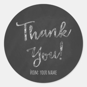 Sticker Rond Crayon de tableau noir personnalisé Merci